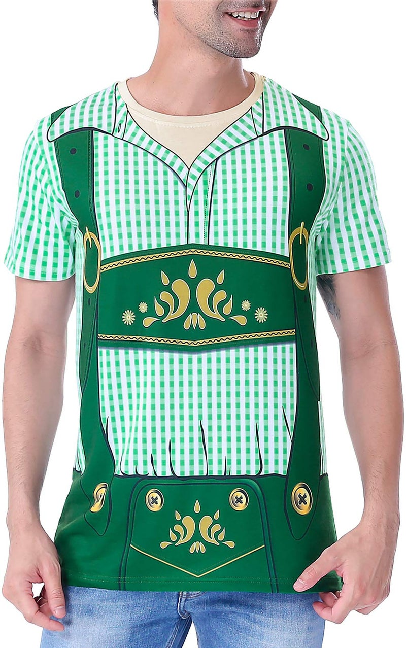 Funny World Funny Word Men's Bavarian Oktoberfest Costume T-Shirts, X-Large, Green - Image 1